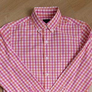 J Crew Pink and Orange Checkered L/S  Shirt